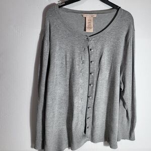 Philosophy Sweater XXL Cardigan Gray Long Sleeve Button Front